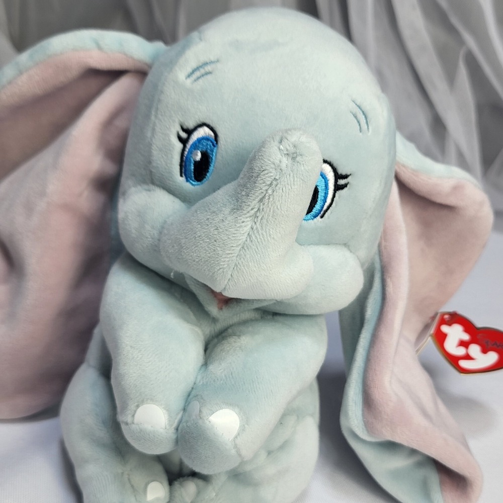 Sparkle Disney Dumbo Stuffed Plush Toy 8" TY Beanie Babies Big Ears Elephant